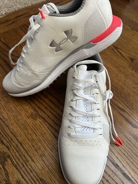 Under Armour White Athletic Sneakers with Pink Accent